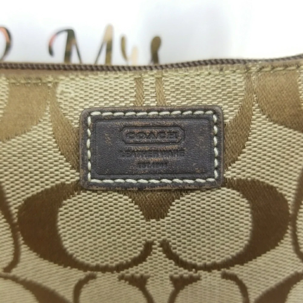 Coach Wristlet Monogram Tan and Brown